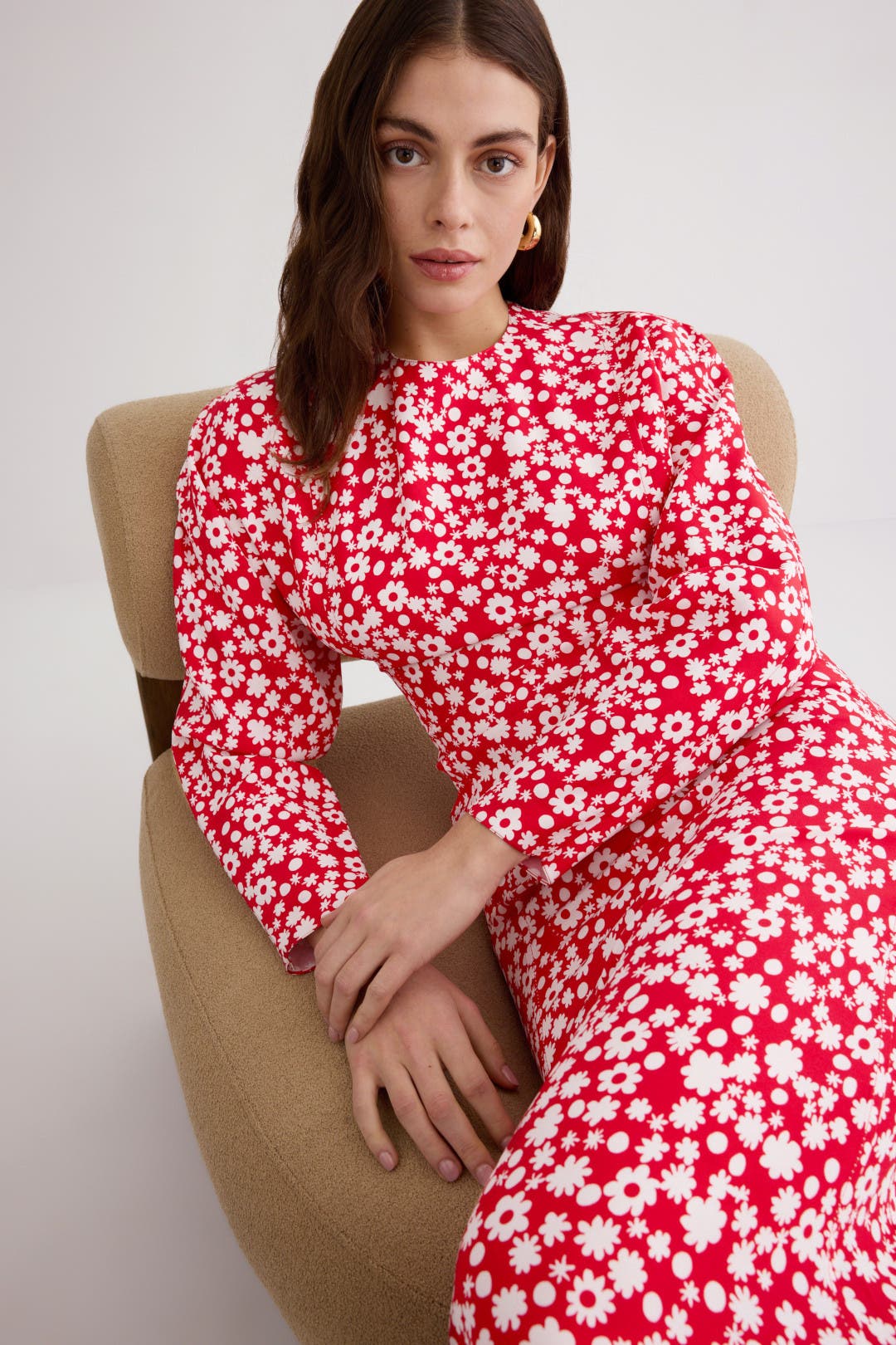 ワンピース MARNI Women Mid Skirts 90912 ABMA1396S0USR009 89052 RED Flared duchess satin dress with cut out detail | Marni