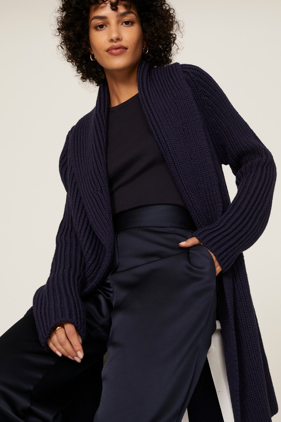 Navy Shawl Cardigan by KF/KaufmanFranco x RTR 3