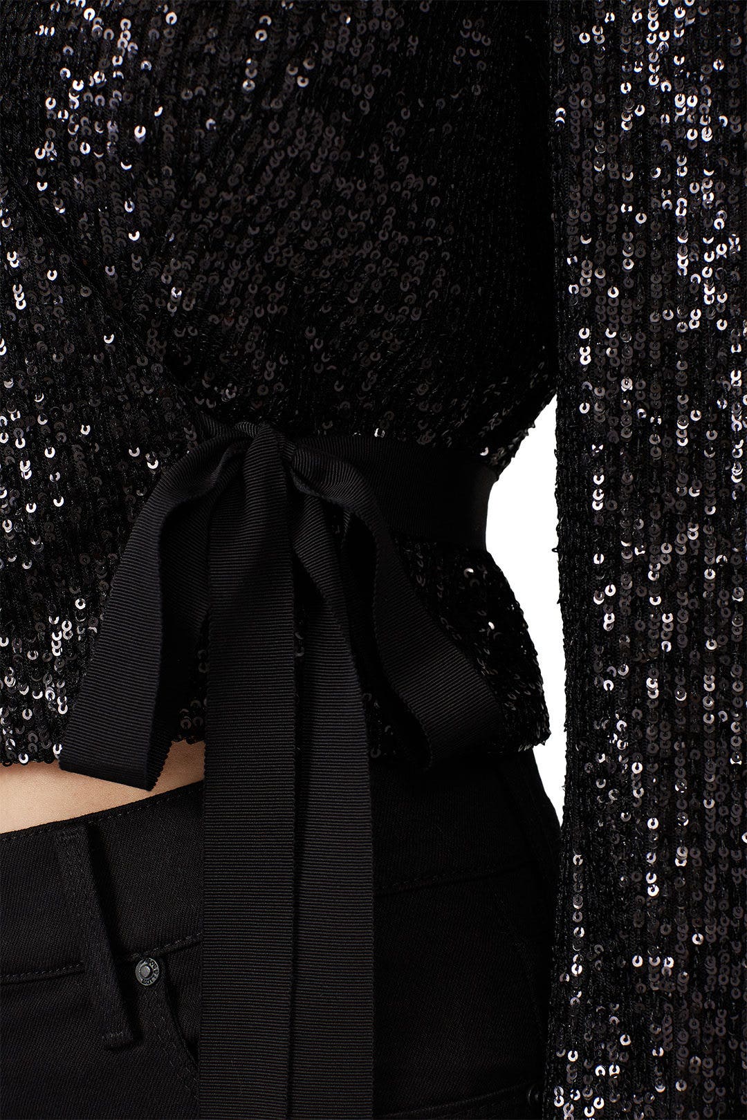 Black Sequin Wrap Top by ML Monique Lhuillier 3