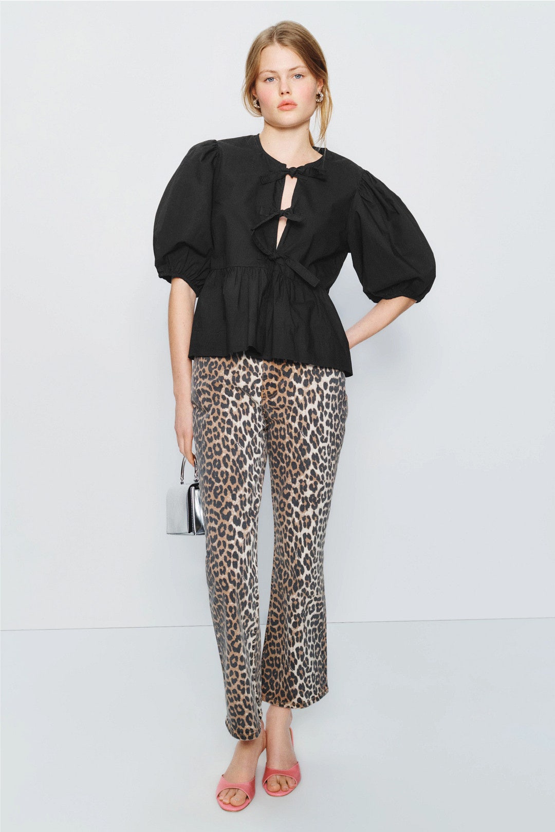 Black Cotton Poplin Peplum Blouse by GANNI 3