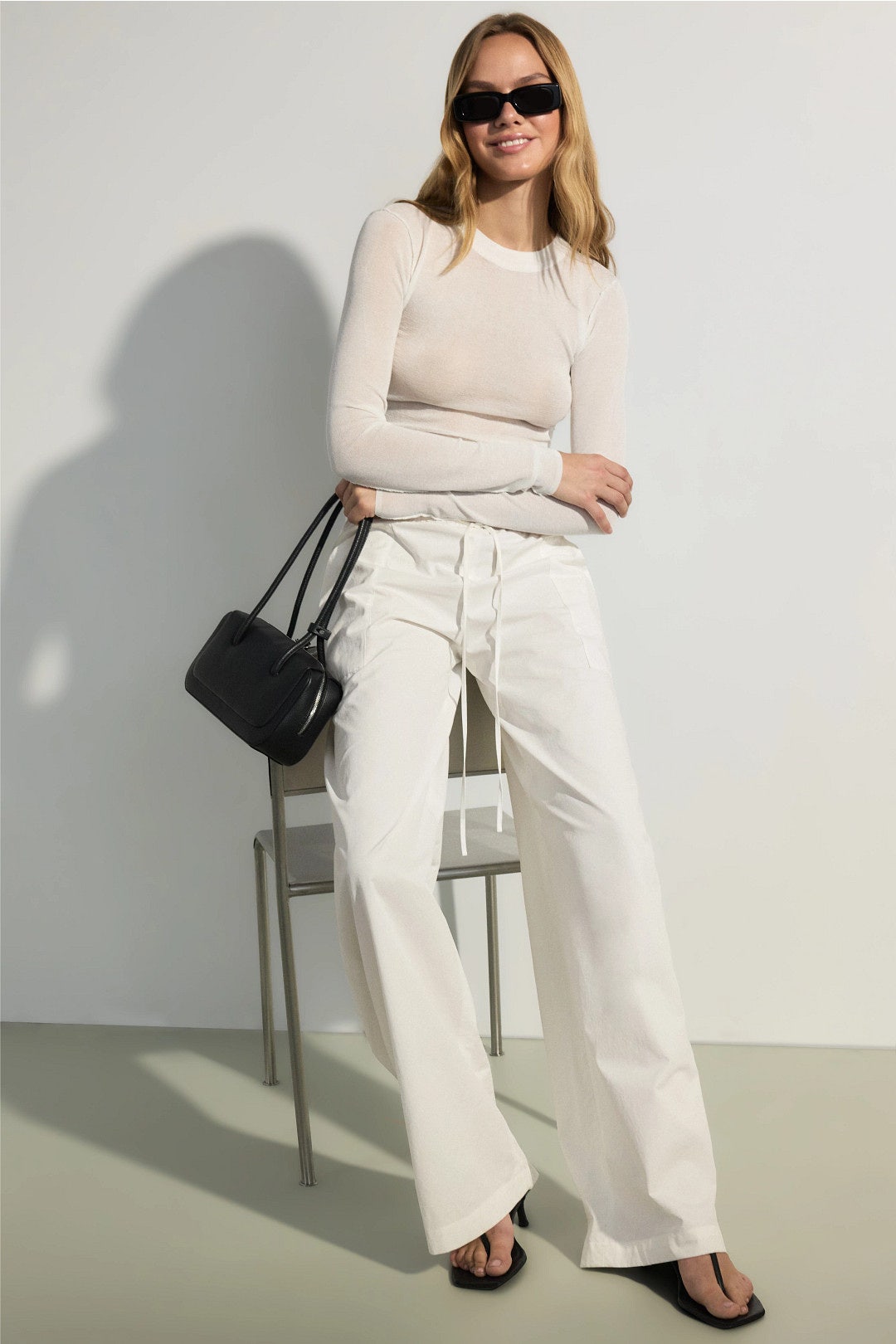 Mid Rise Cotton Drawstring Pants by VINCE. 3