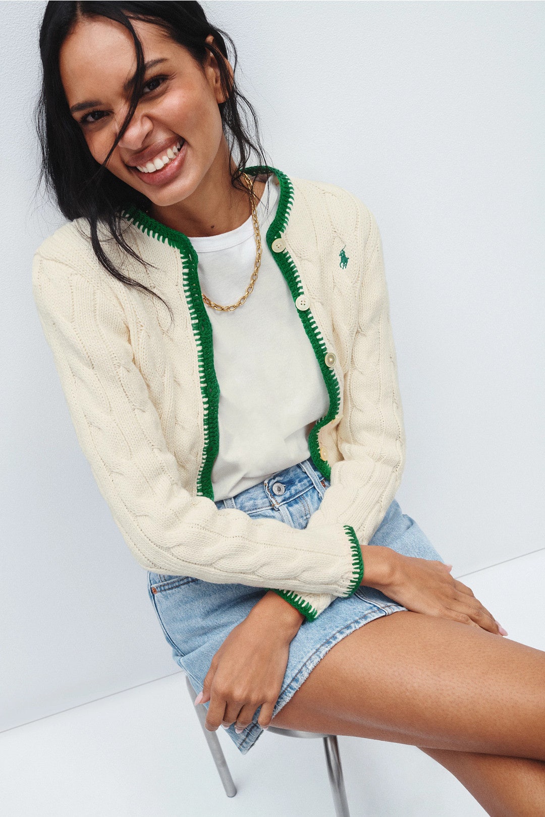 Cardigan with Green Piping by Polo Ralph Lauren 3