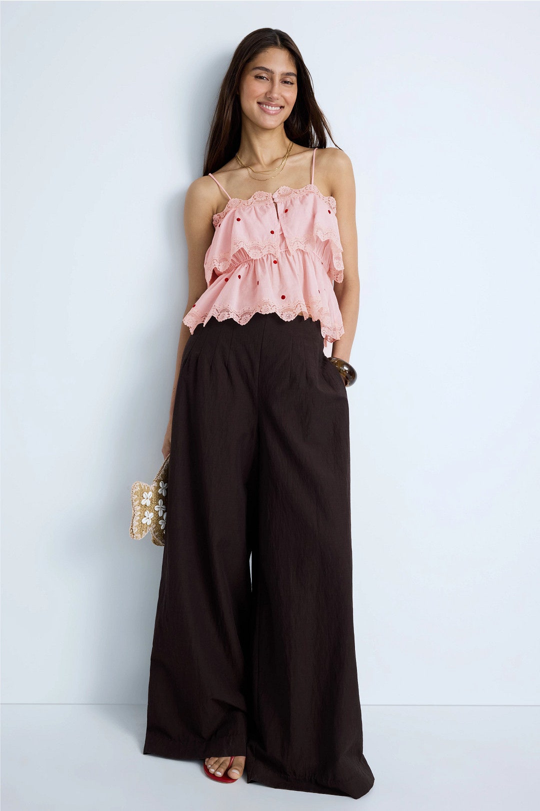 Polka Dot Embroidered Ruffle Top by RAHI 3