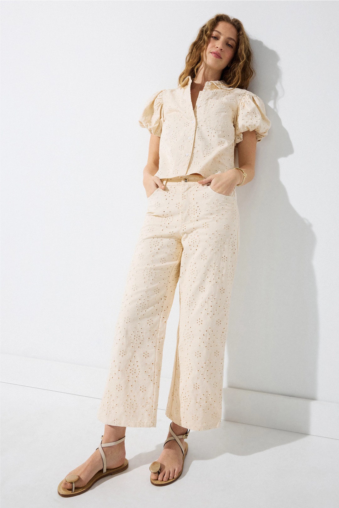 Straight Leg Denim Eyelet Pants by CeCe 3