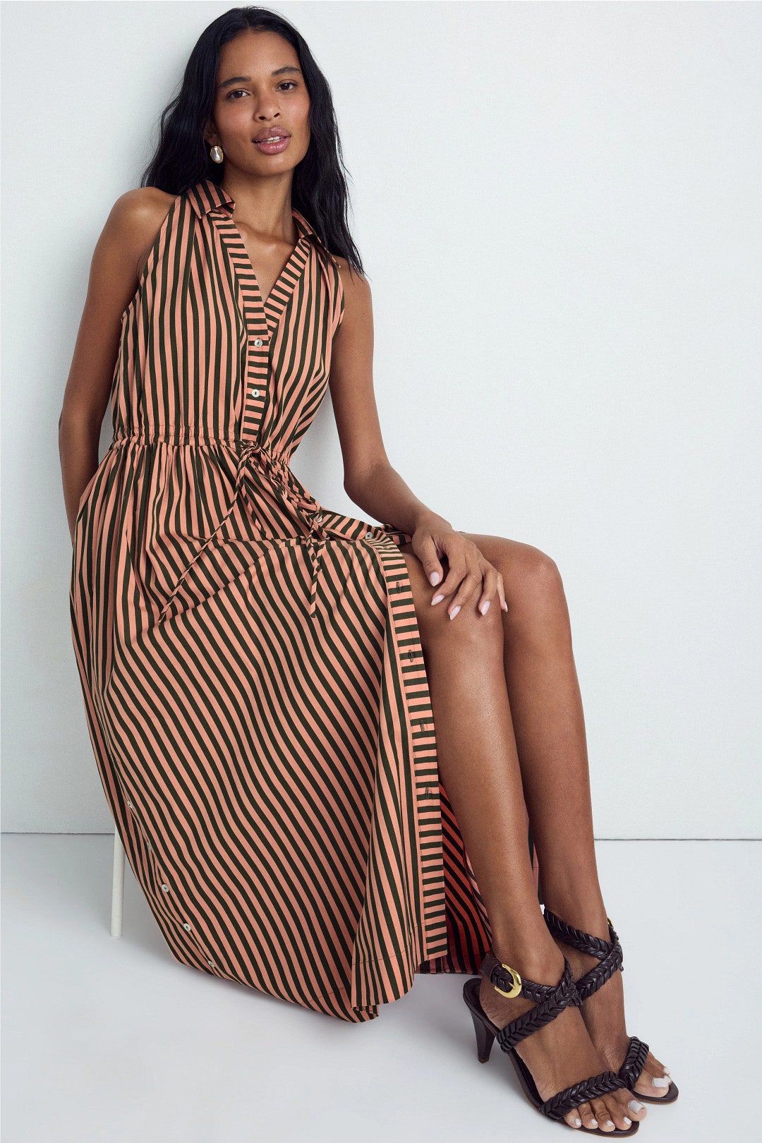 Stella Striped Midi Dress by HEVRON 3