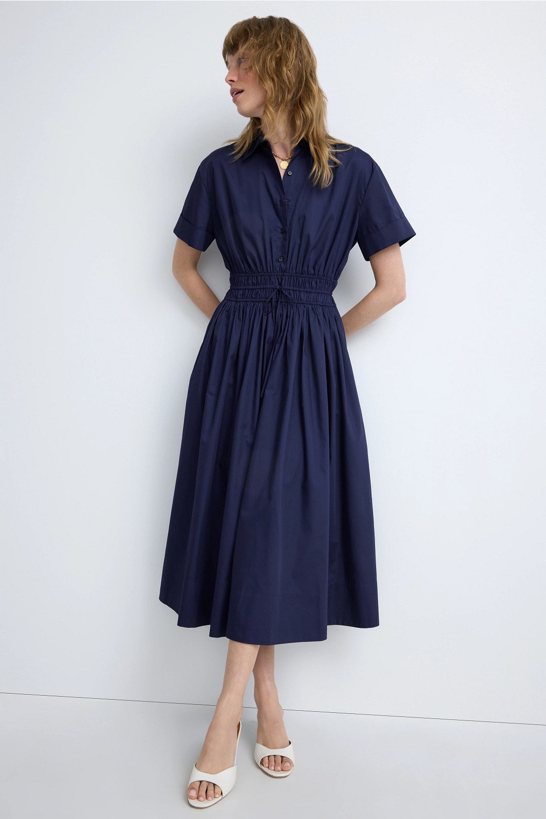 Cinched Waist Midi Shirt Dress by Laundry by Shelli Segal 3
