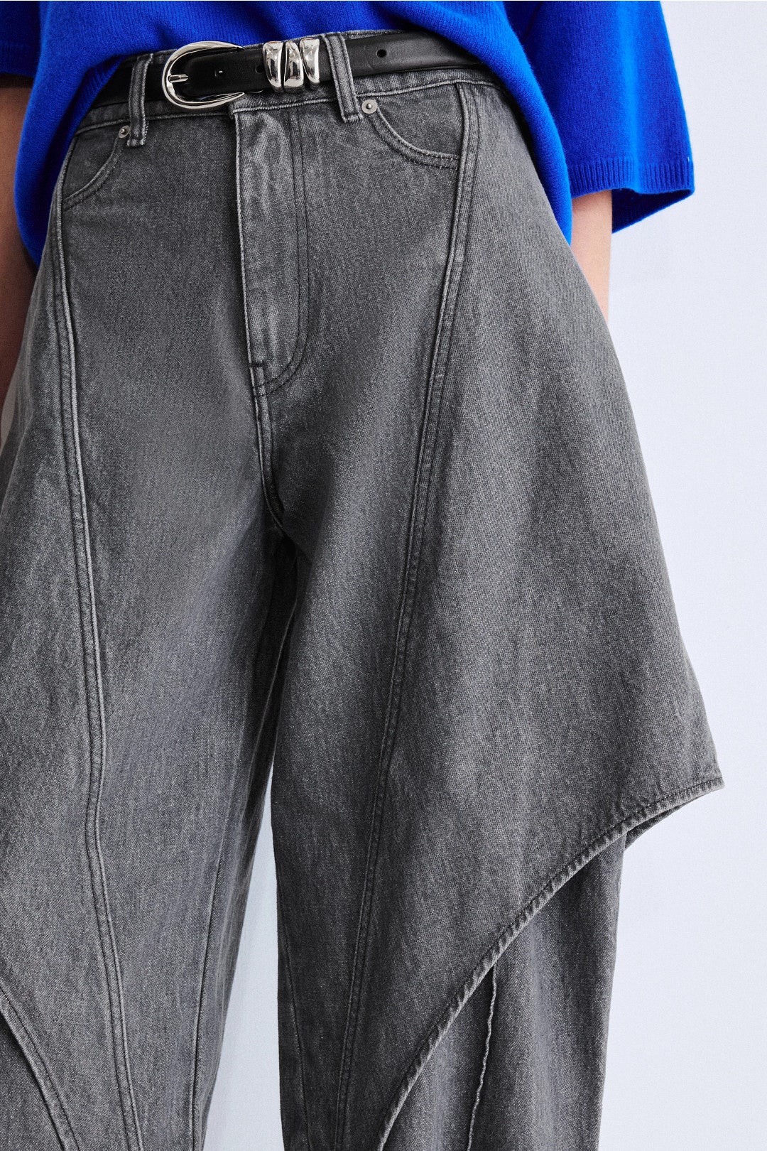 Grey Cropped Sculptural Jeans by JW Anderson 3