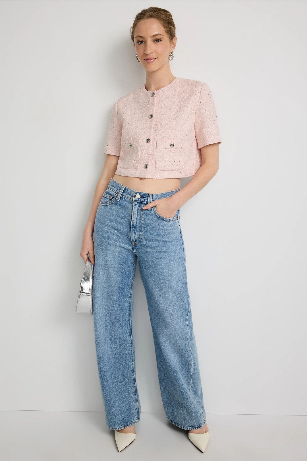 Short Sleeve Collarless Jacket by Maje 3