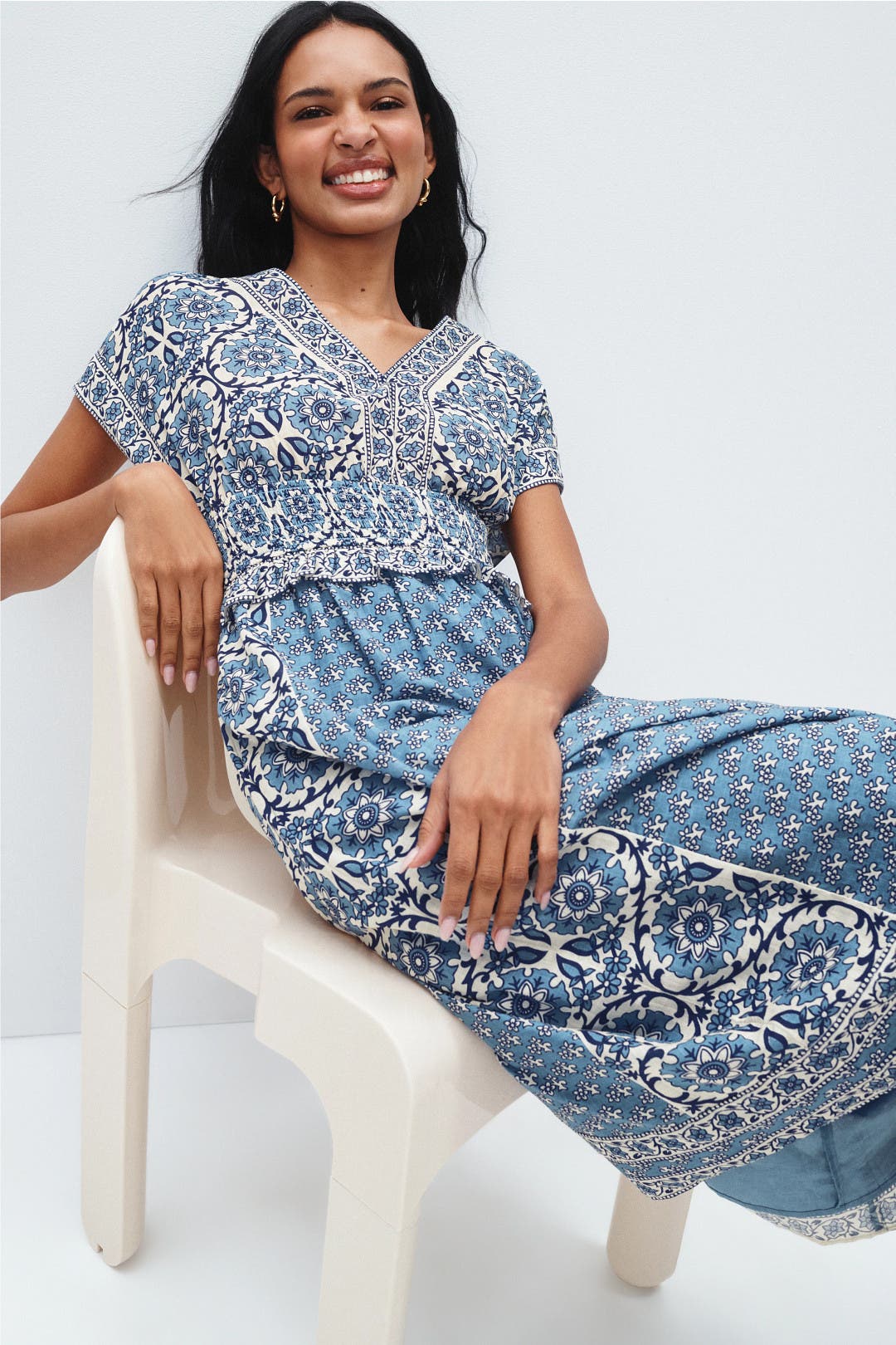 Smocked Waist Midi Dress by Sea NY x RTR | Rent the Runway