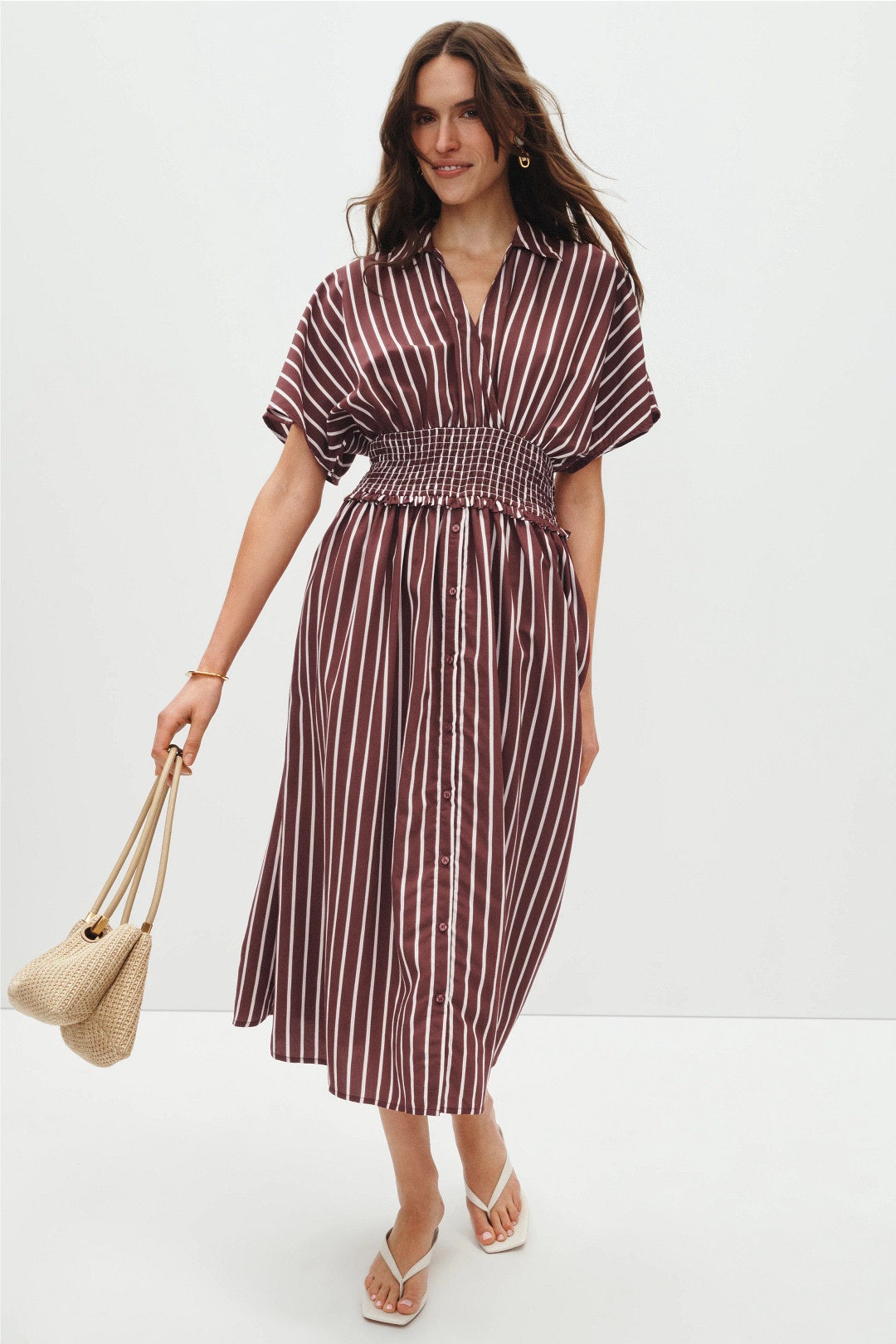 Striped Short Sleeves Midi Dress by Claudie Pierlot 3