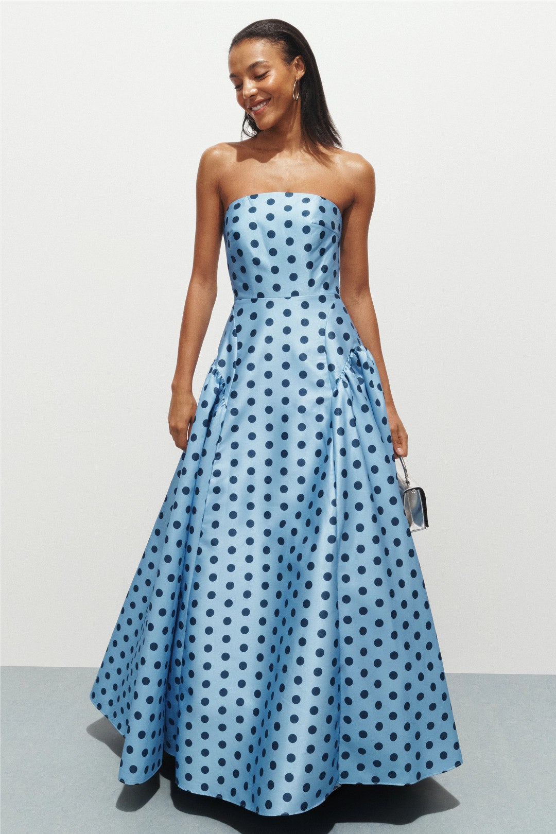 Strapless Polka Dot Mikado Ballgown by Ieena for Mac Duggal 3