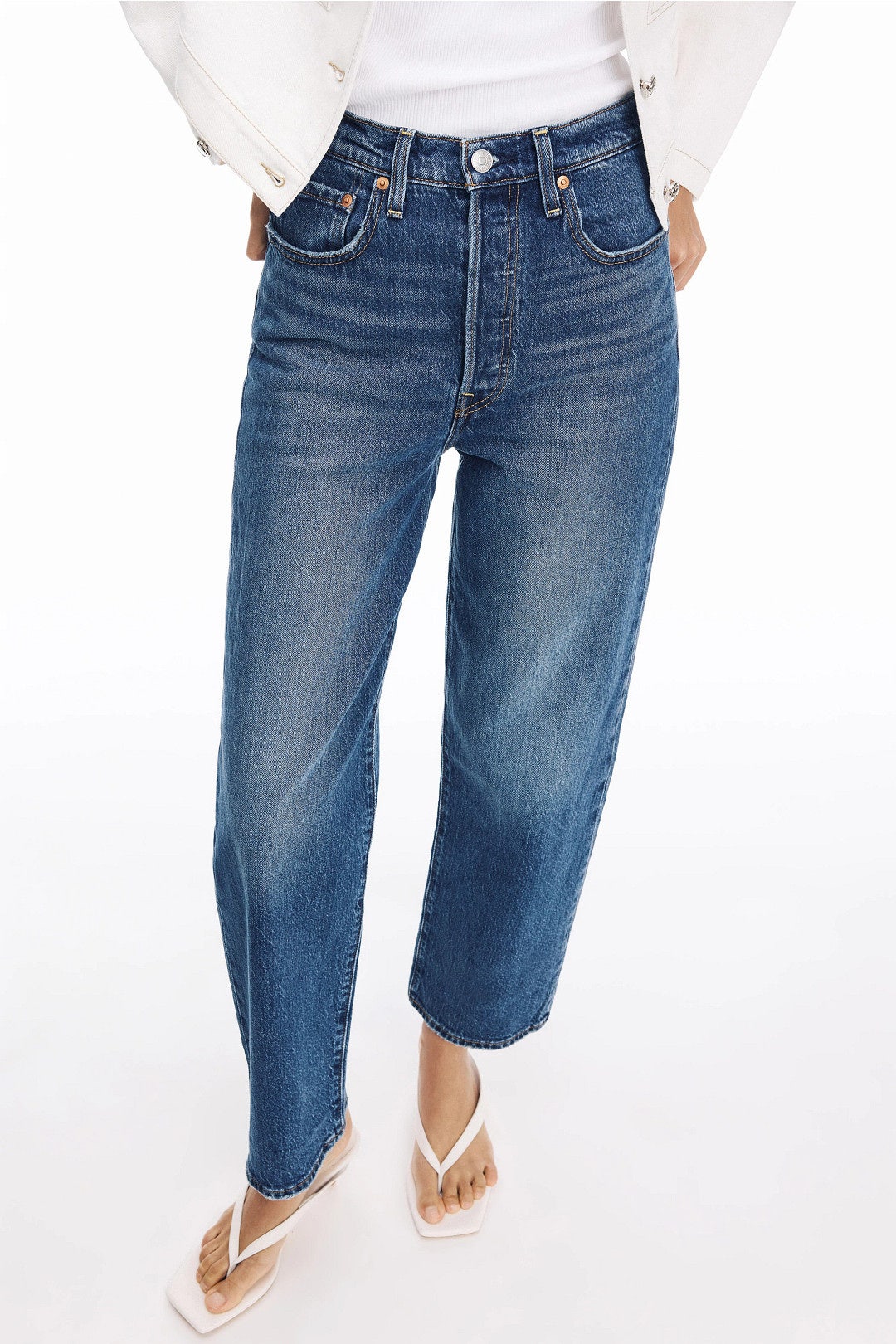Blue Ribcage Straight Ankle Jeans by Levi's 3