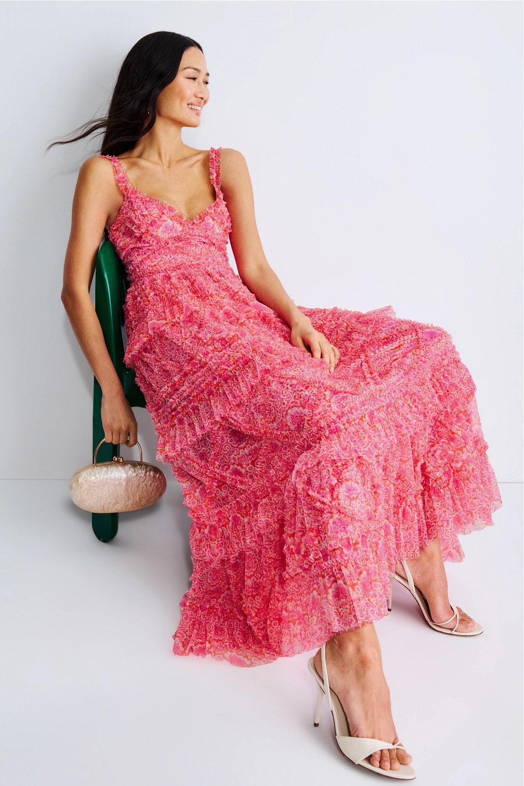 Floral Mesh Gown by Ieena for Mac Duggal 3