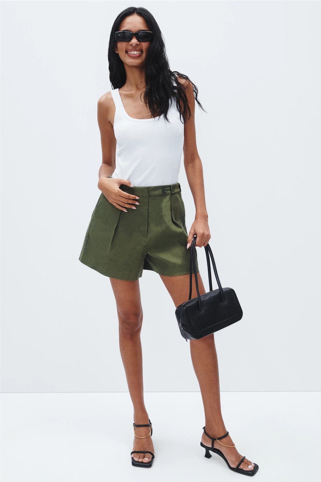 Linen Button Detail Shorts by Derek Lam 10 Crosby x RTR | Rent the