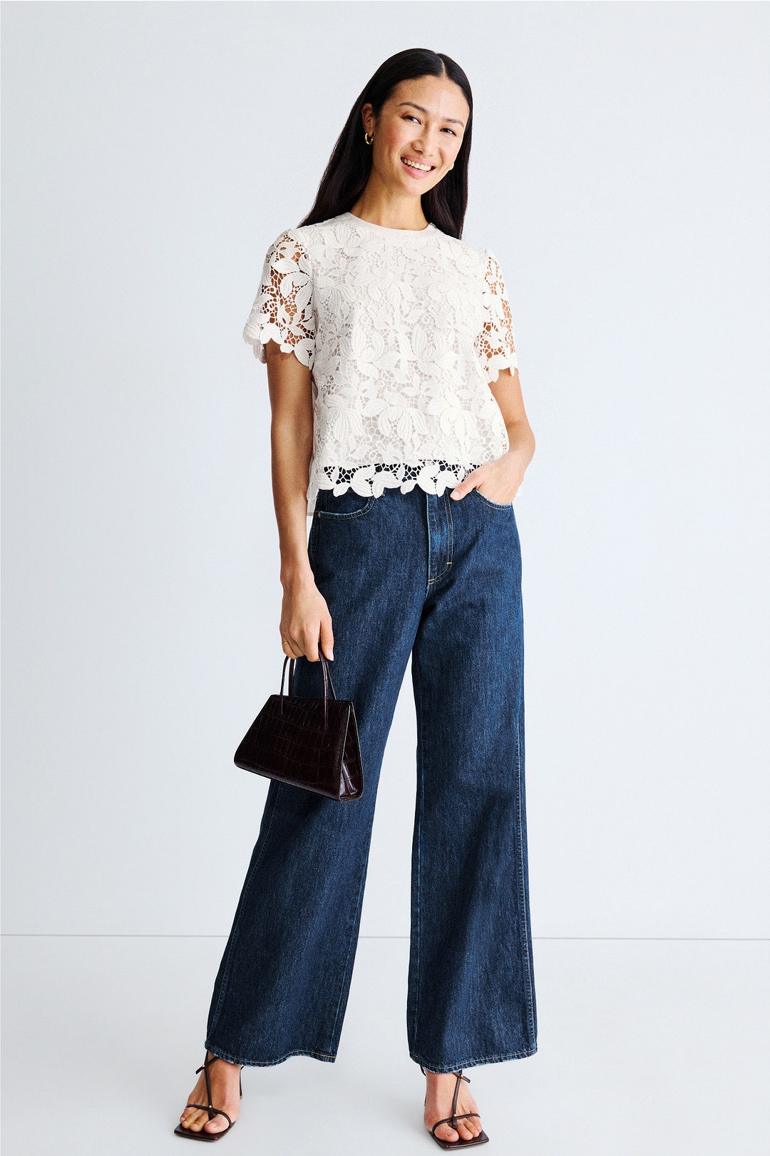 Lace Crew Neck Blouse by Derek Lam 10 Crosby x RTR 3