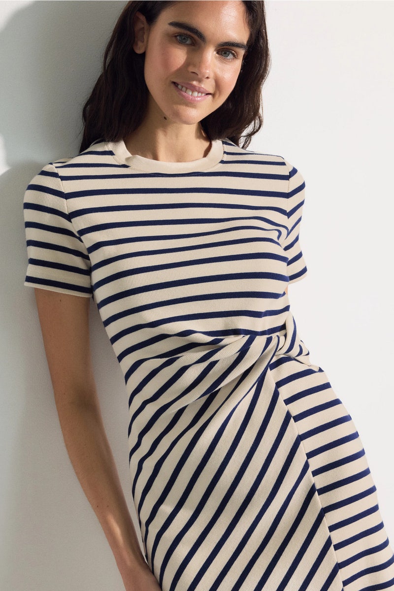 knee length dresses for ladies Rhode Thea Aquatic Bloom Linen Strapless Flounce Hem Dress – The Closet New  York