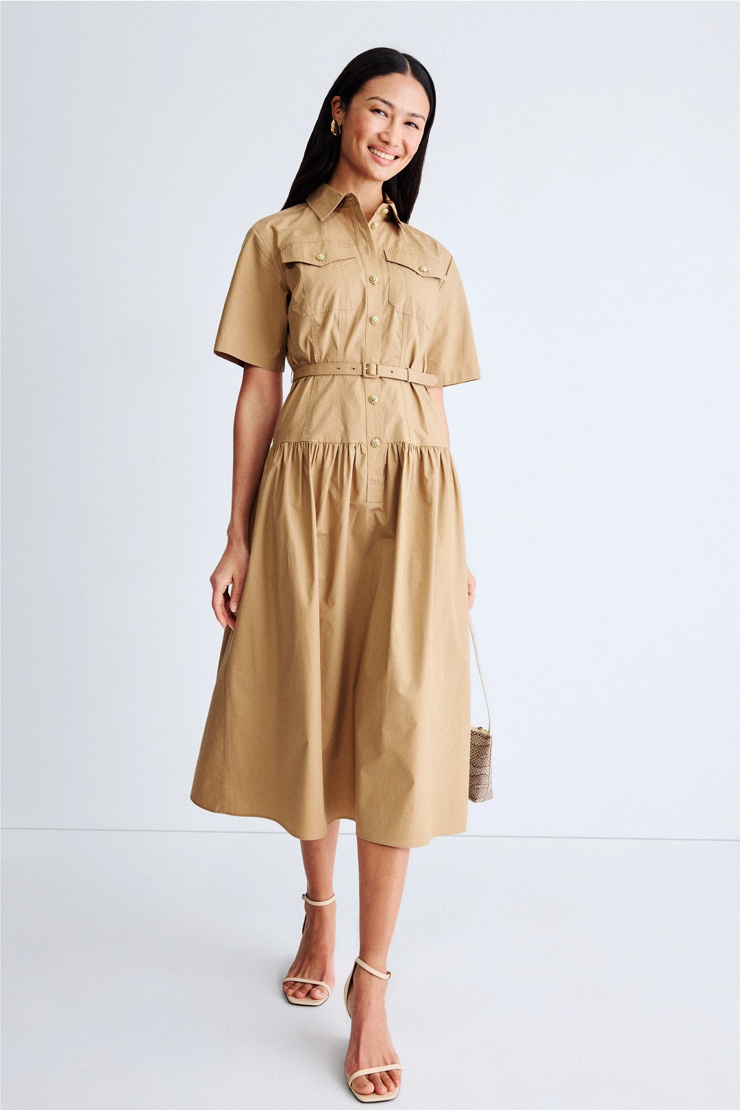 Khaki Belted Shirt Dress by Adam Lippes x RTR 3