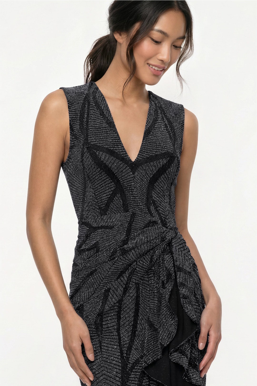 Metallic Knit Drape Dress by Christian Siriano 3
