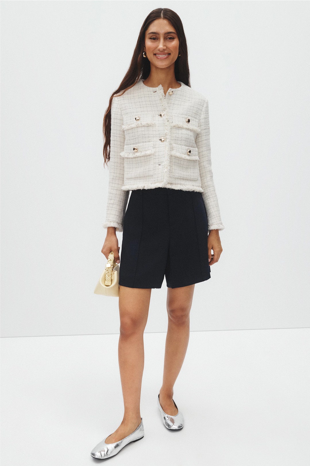 Tweed Collarless Jacket by Maje 3