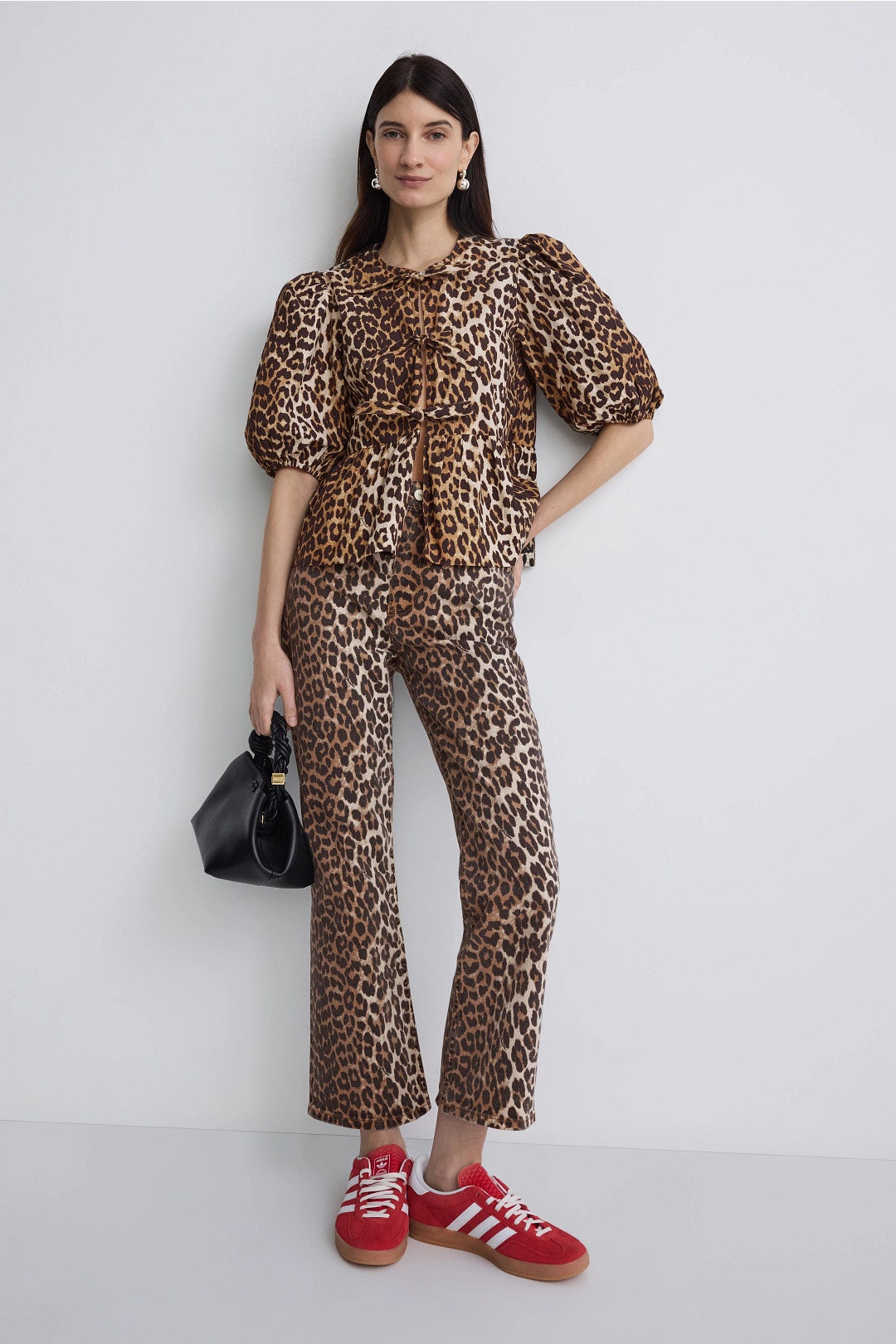 Printed Cotton Poplin Peplum Blouse by GANNI 4