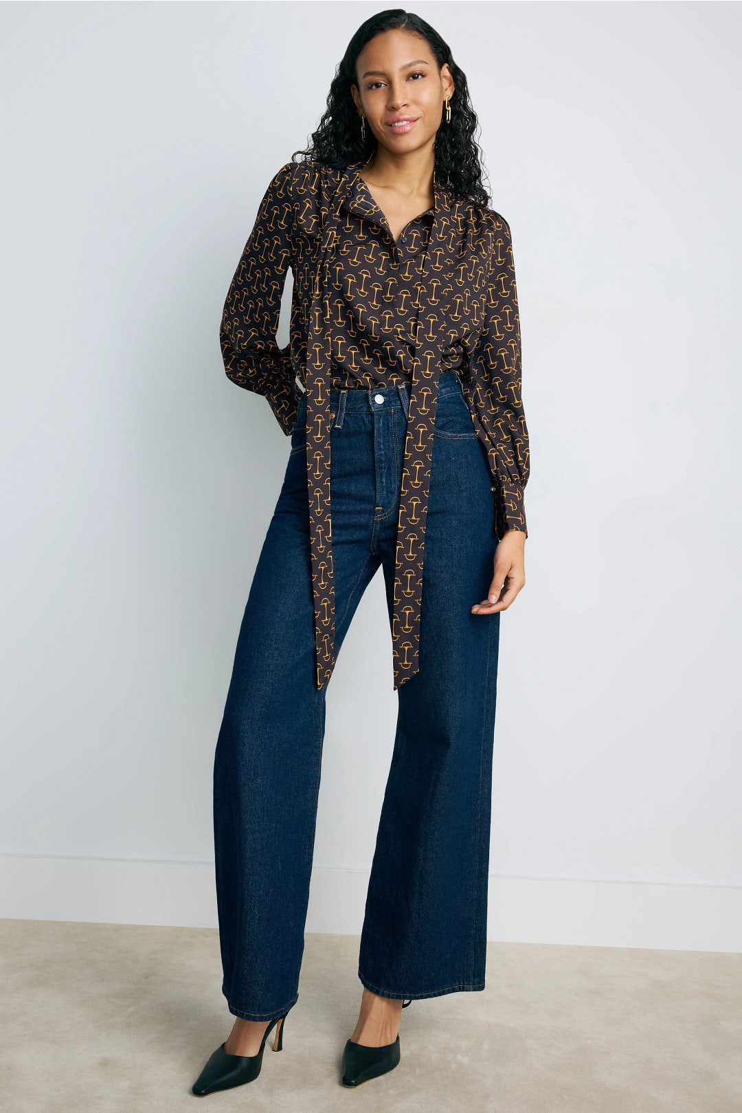 Equestrian Patterned Long Sleeve Blouse by Lauren Ralph Lauren 4