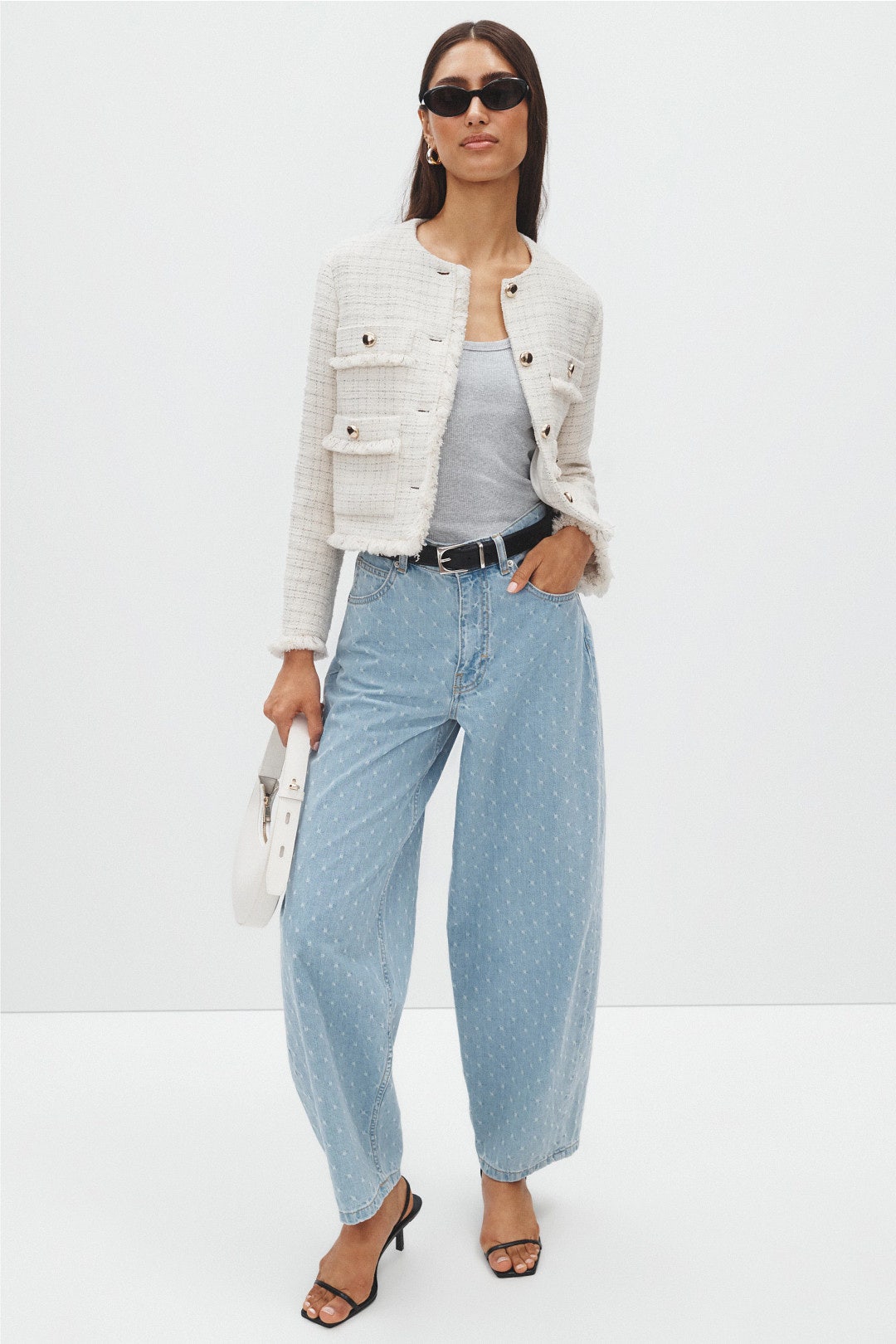 Tweed Collarless Jacket by Maje 4