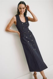 Pinstripe Button Down Dress by Argent