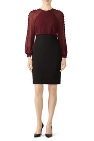 Maroon Blouson Dress by Badgley Mischka