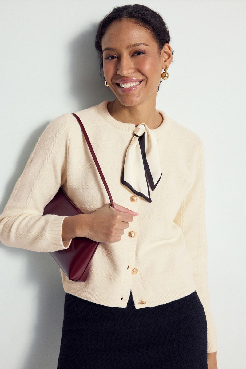 Woven Tie Scarf Cardigan by CeCe - Photo 0