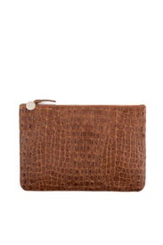 Cognac Croco Flat Clutch by Clare V.