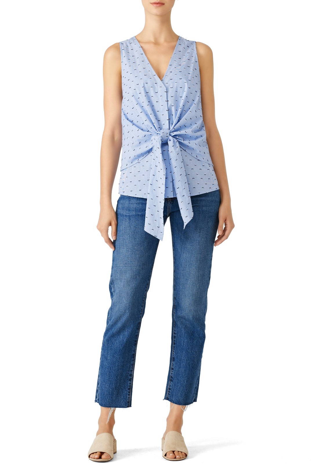 Blue Printed Tie Top by Derek Lam 10 Crosby 0
