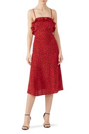 Leopard Long Red Silk Dress by The Kooples