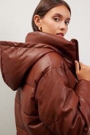 Faux Leather Puffer Jacket by OOF