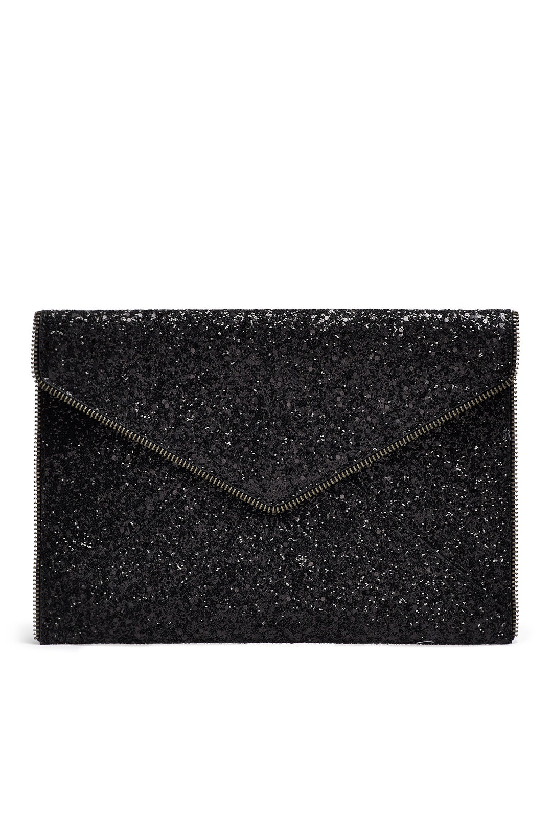 Black Glitter Leo Clutch by Rebecca Minkoff Accessories