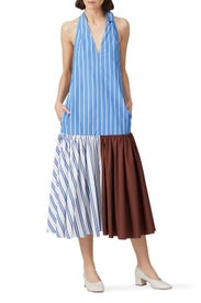 Vivian Stripe Halter Dress by Tibi