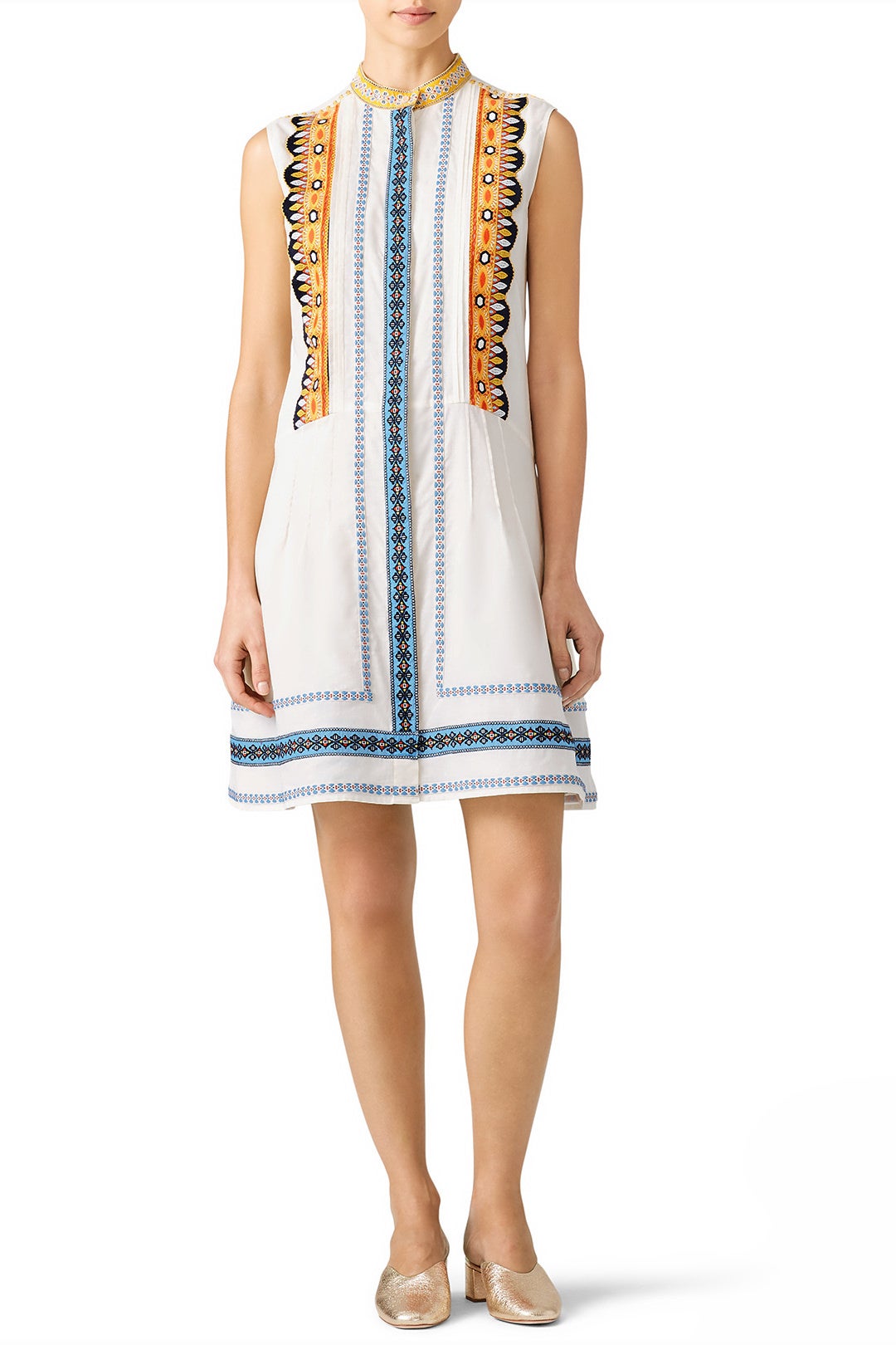 tory burch jewel embroidered shift dress Papillon Dress in Cream Embroidered Cotton, Cream / XS/S