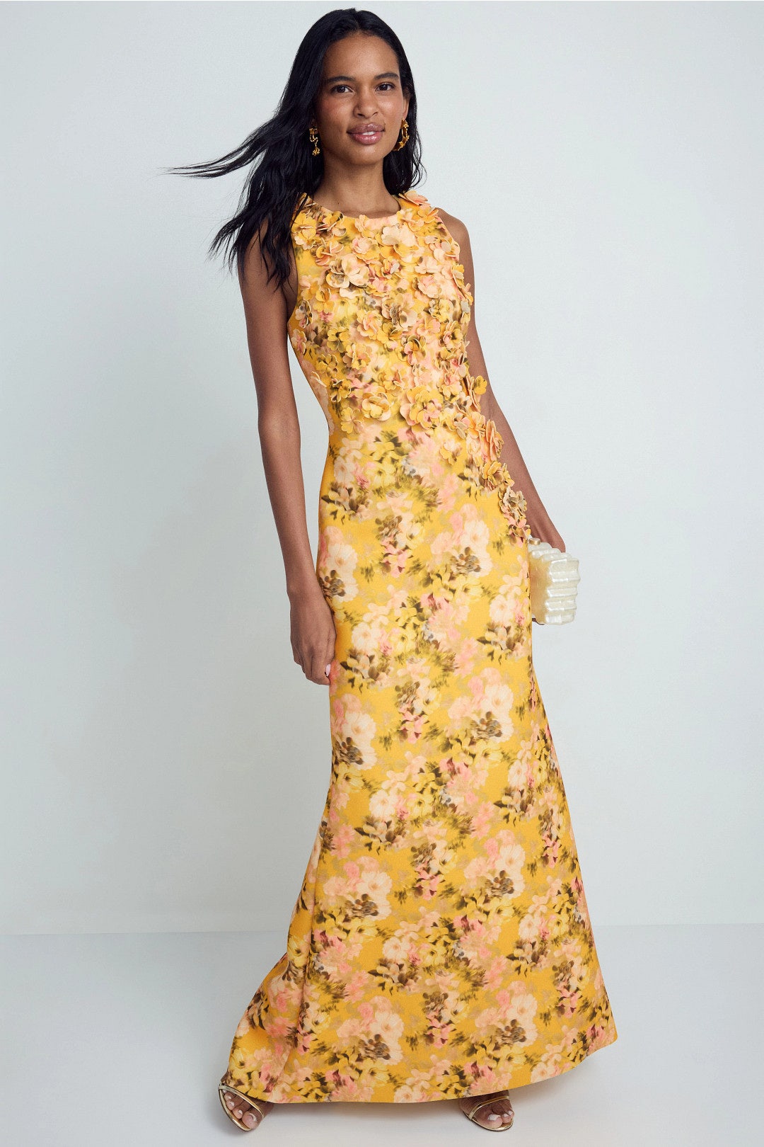 Floral Print Scuba Trumpet Gown by Badgley Mischka | Rent the Runway