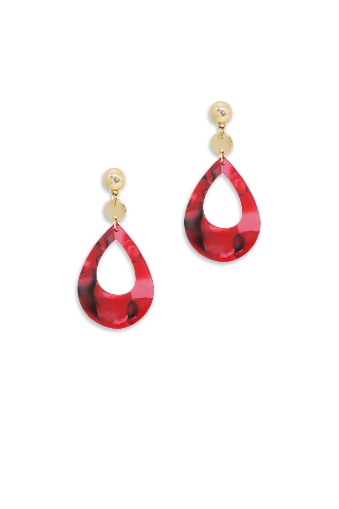 Red Resin Teardrop Earrings by Ettika 0
