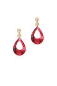 Red Resin Teardrop Earrings by Ettika