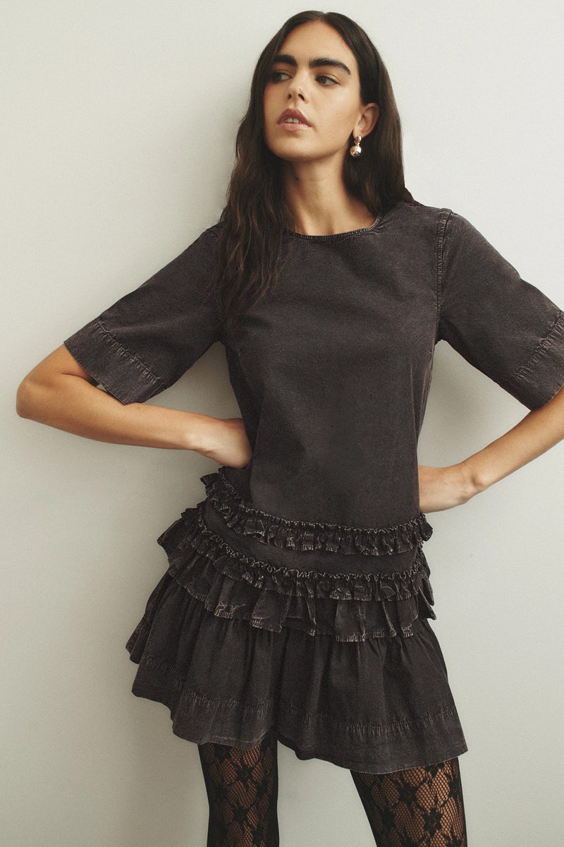 Ruffle Hem Mini Dress by GANNI - Photo 0