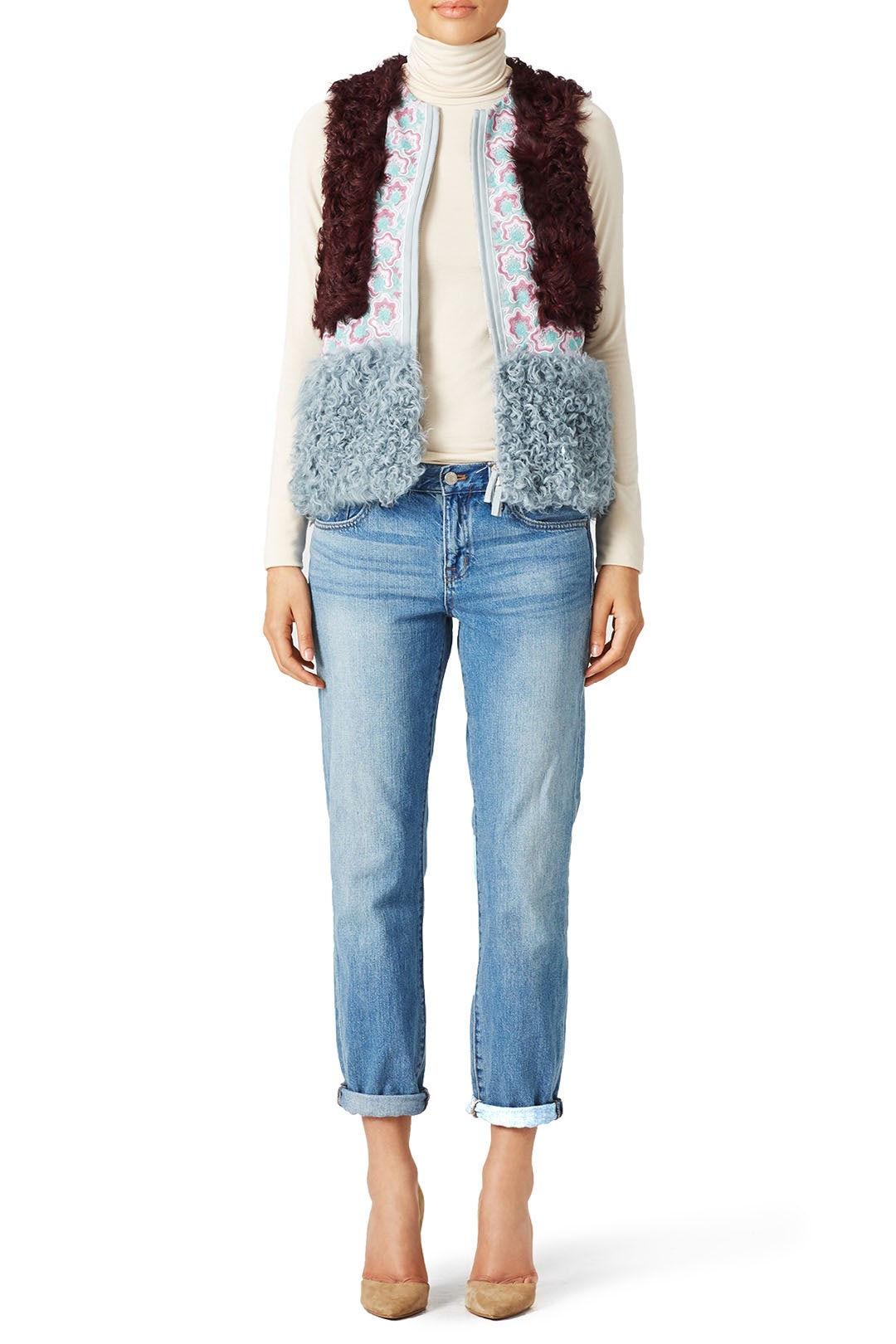Bordeaux Fur Vest by Giamba 0