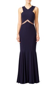 Navy Chevron Cutout Gown by Mignon
