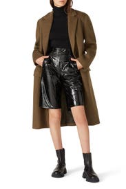 Black Embossed Faux Leather Culottes by Maison Margiela