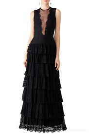 Black Lace Illusion Gown by Nicole Miller