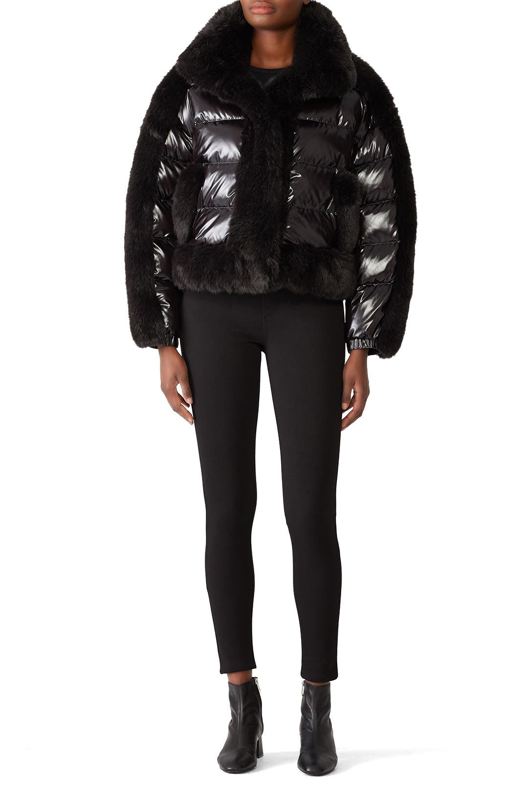 REFLEM large buckle fur jacket