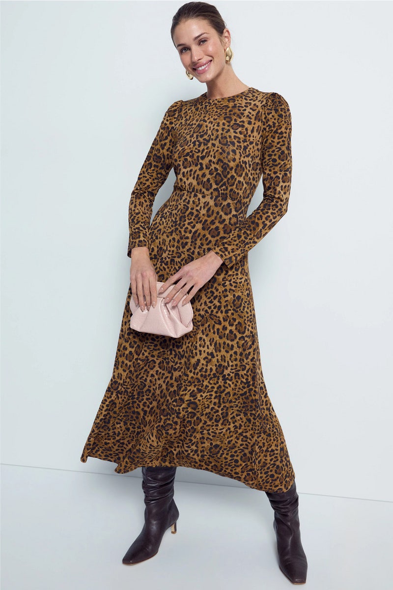 Animal Print Mock Neck Midi Dress by Rixo x RTR