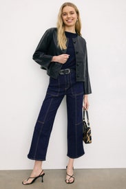 Dark Wash Getty Crop Utility Jeans by Rails