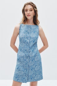 Denim Jacquard Boat Dress by CeCe