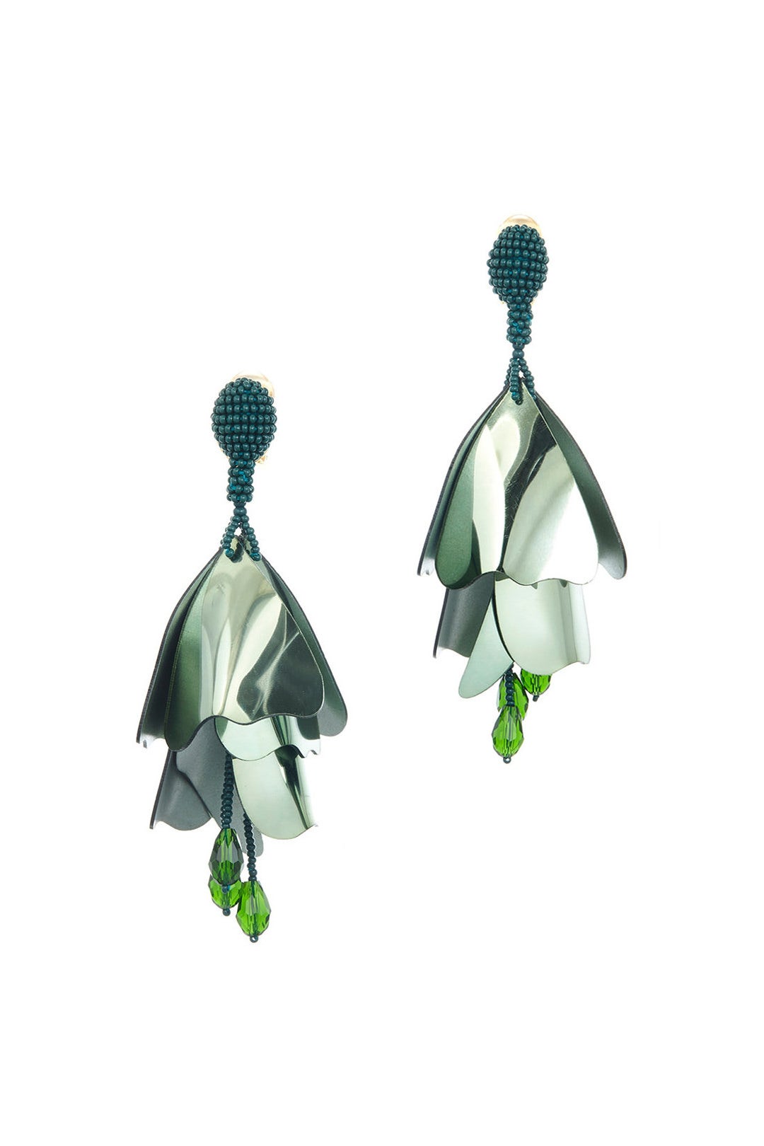 Fern Impatiens Flower Drop Earrings by Oscar de la Renta