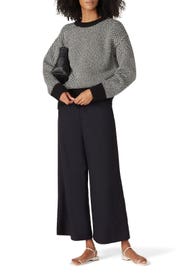 Two-Tone Crewneck Sweater by Tory Burch